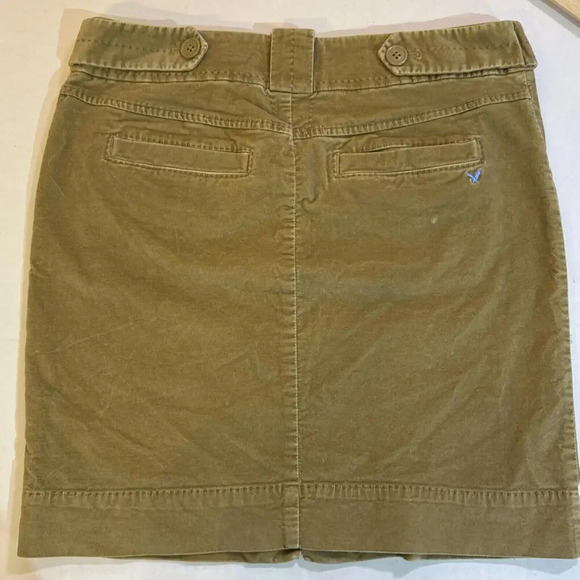 American Eagle Velvet Velour Khaki Vintage Y2K Boho Millennial Mini Skirt Size 2 - Picture 11 of 12